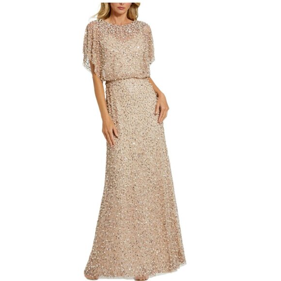 Mac Dugal Beaded Mesh Gown With Shawl - Picture 1 of 14